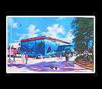 Waterfront Market Matted Print