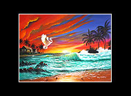 Heron Beach Matted Print
